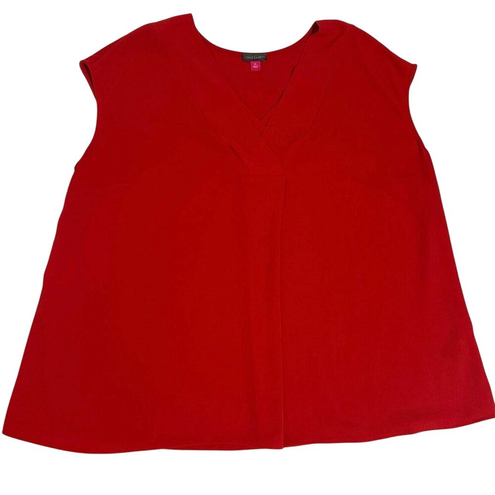 Vince Camuto red dress shirt light pullover sleeveless womens size 2X. V neck
